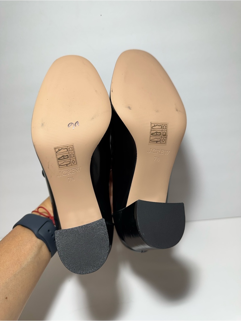 New J. Crew Maisie Double Strap Heels Italian Leather Black Mary Jane Size 7.5 - Picture 10 of 14